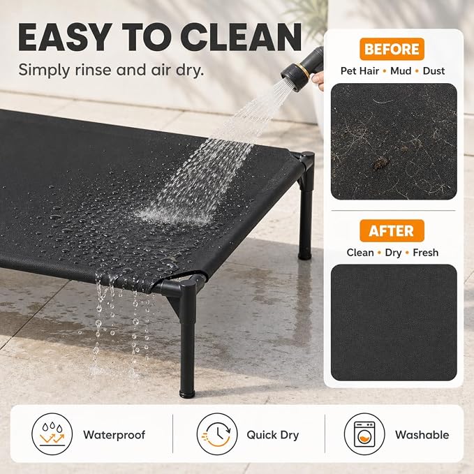 Elevated Dog Cot Bed,Cooling Raised Pet Bed with Washable Breathable Mesh Sturdy Metal Frame,Portable Raised Dog Bed with Anti-Slip Feet for Indoor Outdoor Backyard Use (29" X 26" X 7")