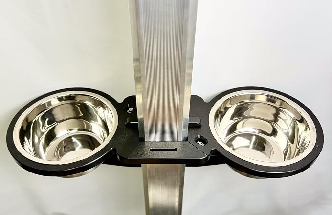 Dock Mounted Dog Bowl & Holder – Includes 2 Bowls-UV & Rust-Resistant, Marine-Grade, Easy No-Drill Installation, Made in the USA- Fits a 4" Square Post
