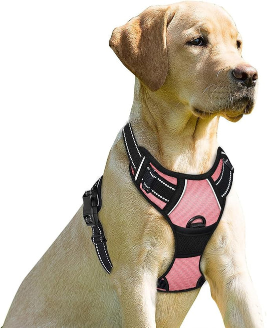 BARKBAY Dog Harness No Pull for Small Sized Dog Front Back Clips,Dog Vest | Soft Padded No Choke With Handle,Easy On&Off,Adjustable Reflective For Walking Training Running(Light Pink,XS)