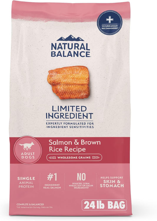 Natural Balance Limited Ingredient Adult Dry Dog Food with Healthy Grains, Salmon & Brown Rice Recipe, 24 Pound (Pack of 1)