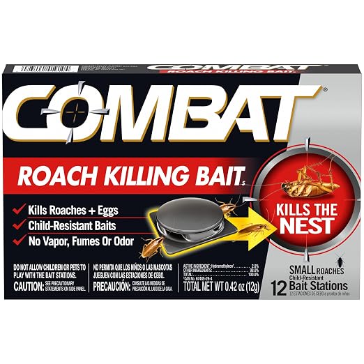 Combat Roach Killing Bait Stations for Small Roaches, Kills Roaches and Eggs, 12 Count