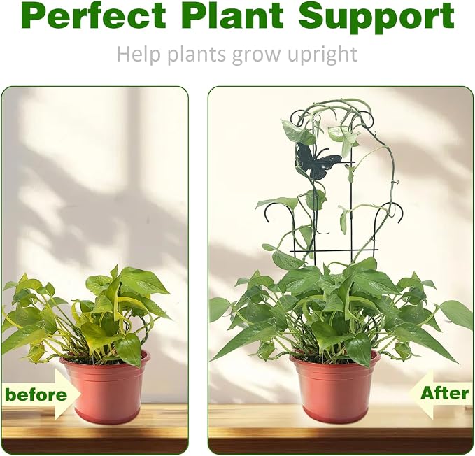 23 Inch Plant Trellis for Potted Plants, Sturdy Metal Houseplant Trellis for Climbing Plants Indoor Outdoor, Rust-Resistant Plant Support for Monstera Pothos Ivy, 2 Pack (2, 23inch)