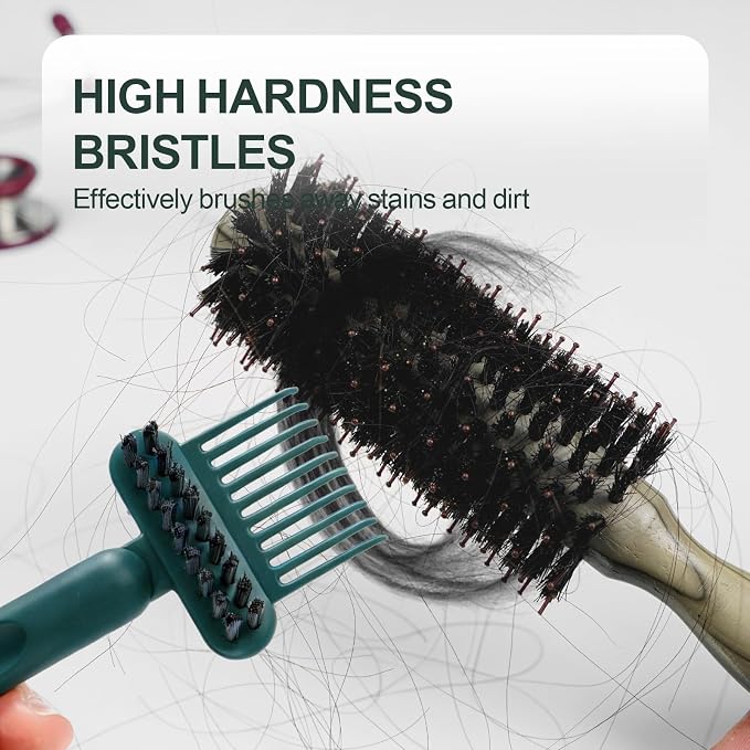 2 Pack Hair Brush Cleaning Tool, 2-in-1 Cleaner Tool, Portable Cleaning Tool Set for Brush Comb Keyboard, Remover Rake for Removing Hair Dust, Home and Salon Use(Sage Green)