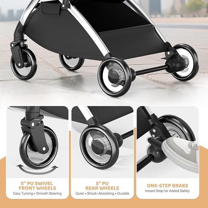 Magshion Dog Stroller w/Detachable Carrier for Small/Medium Dogs&Cats | Clear PC Dome Pet Stroller Up to 33 lbs, Lightweight Foldable Pet Cart, PU Wheels, Storage Basket & Cup Holder