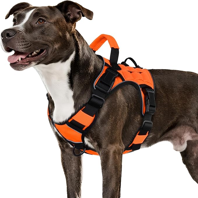 WINGOIN Orange Tactical Dog Harness for Medium Dogs,No Pull Dog Harness | Heavy Duty with Handle,Adjustable Reflective,Military K9 Pet Vest,for Pitbull Female Male,for Walking Training Hiking Hunting