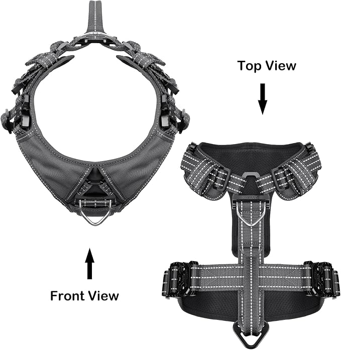 ICEFANG Dog Halter Harness with Metal Buckles,Dog Strap Vest for Medium Dogs