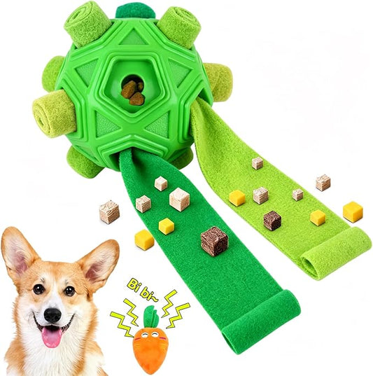 Dog Snuffle Ball-Interactive Puzzle Dog Toys Encourage Natural Foraging Skills Slow Feeder for Training and Stress Relief, Cloth Strip Hiding Food Dog Toys for Any Size Dogs (All Green)