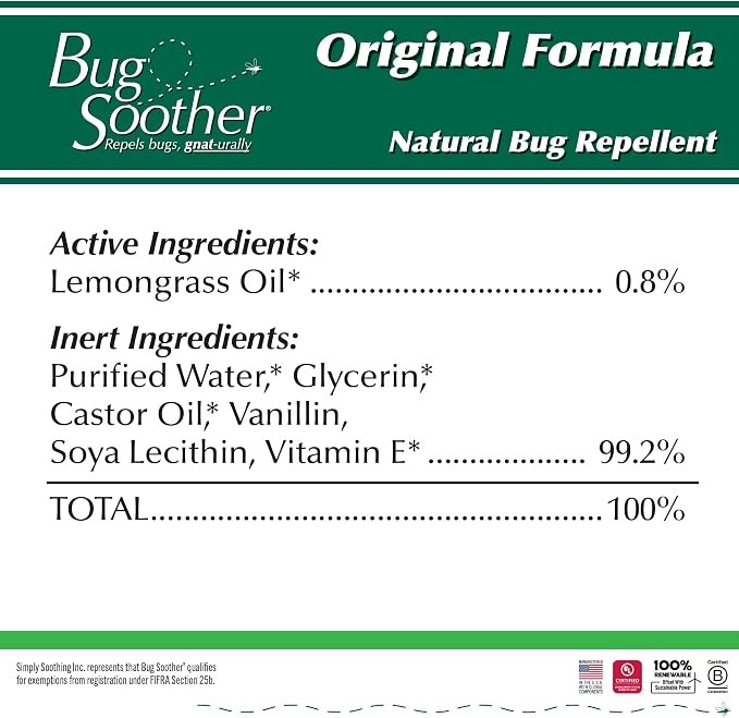 Bug Soother Natural Insect Repellent Spray, DEET-Free 4 oz. (3 Count) | Plant Based | Repels Mosquitos, Gnats & No See'ums | Family Safe | Made in the USA