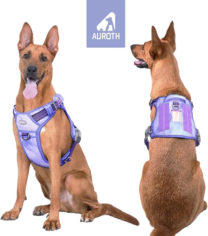 AUROTH Tactical Dog Harness for Large Dogs No Pull Adjustable Pet Harness Reflective K9 Working Training Easy Control Pet Vest Military Service Dog Harnesses Very Peri L