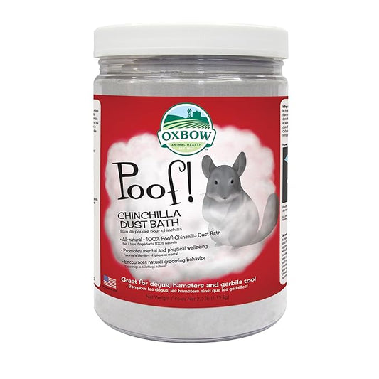 Oxbow POOF! Chinchilla Dust Bath,100% Natural Blue Beauty Dust for Chinchillas, Degus, Gerbils, and Hamsters, Small Animal Grooming, Natural Dusting Powder, 2.5 lbs Jar