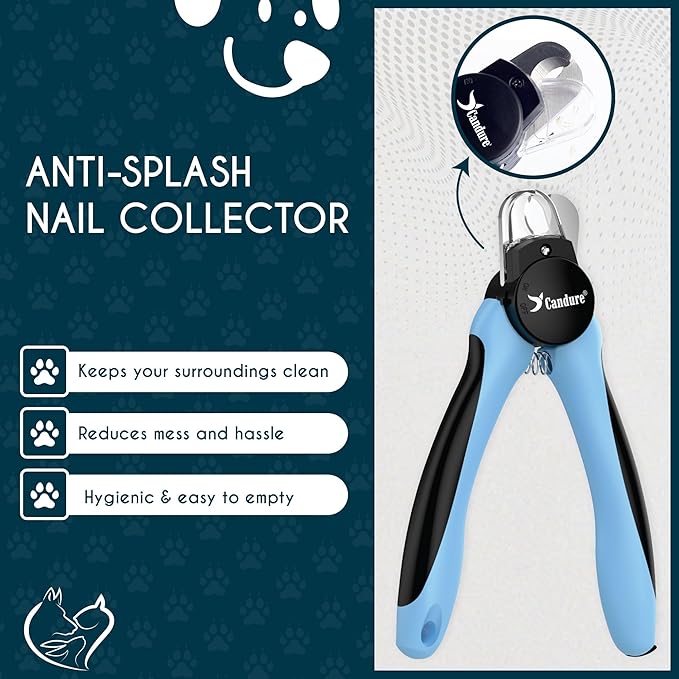 Candure LED Dog Nail Clippers with Light - Pet Nail Clippers with Light for Dogs & Cats, Sharp Stainless Steel Blades for Thick Nails, Safe Grooming Trimmer with Nail File (Sky Blue) | Includes Nail File, Small to Large Breeds, Avoids Over-Cutting, Pro...