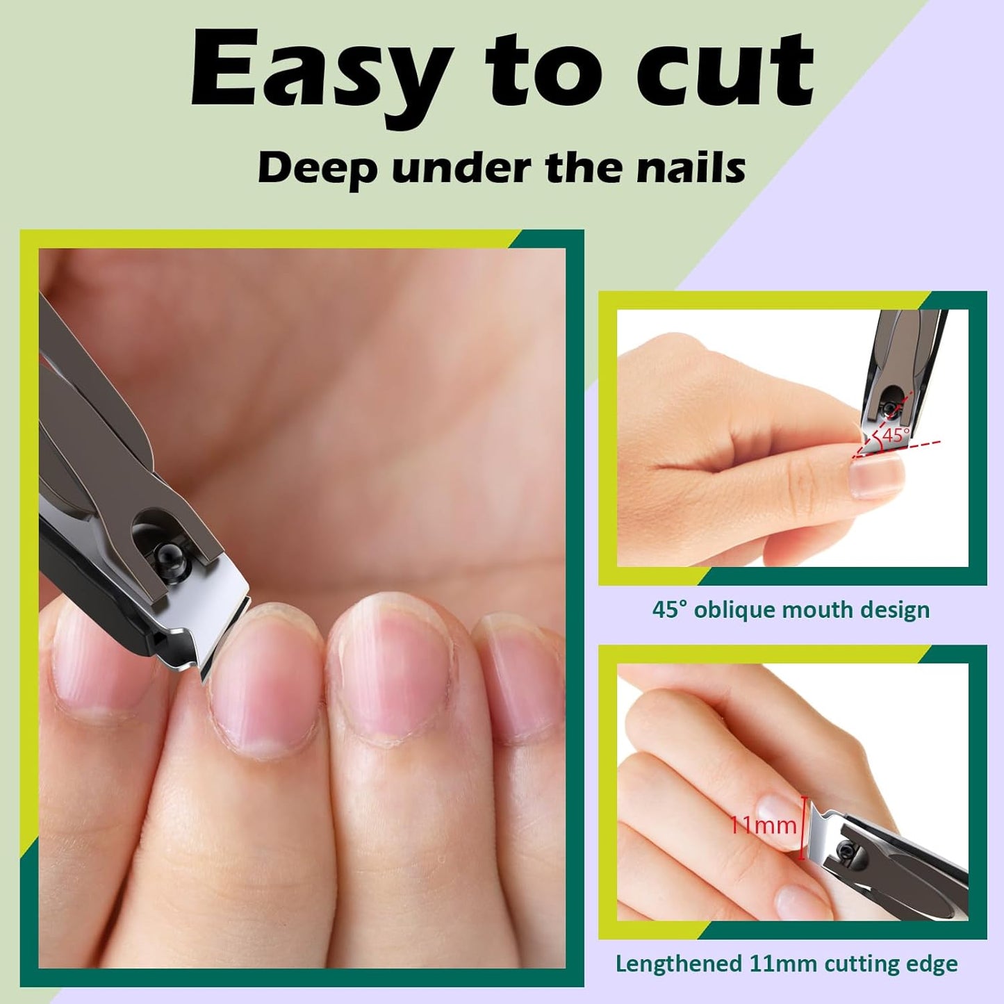 GLAMFIELDS Nail Clipper with Catcher, Large Fingernail Toenail Clipper,Slanted Edge Nail Clippers Leather Case Packed Good Gift for Men and Women 2PACK Large/Small