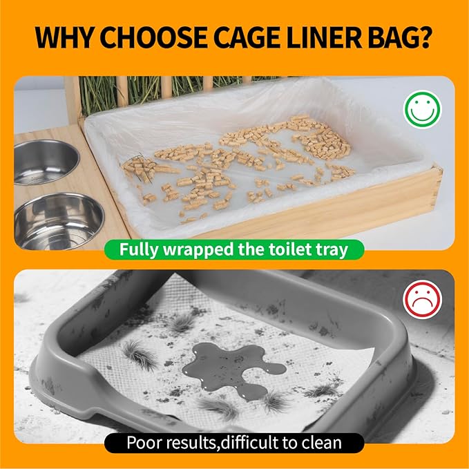 Small Animal Bedding & Litter,50 pcs Disposable Rabbit Cage Liner Bags 3s Quick Clean for Bunny Cat Guinea Pig Ferret Chinchilla