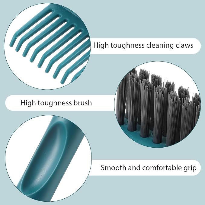 2Pcs 2-in-1 Hair Brush Cleaner & Remover Tool Brush Cleaning Tool Comb Cleaner Effective Hairbrush Cleaner Hair Brush Remover Rake for Man Woman Home Travel Salon Removing Hair Dust (Green, White)