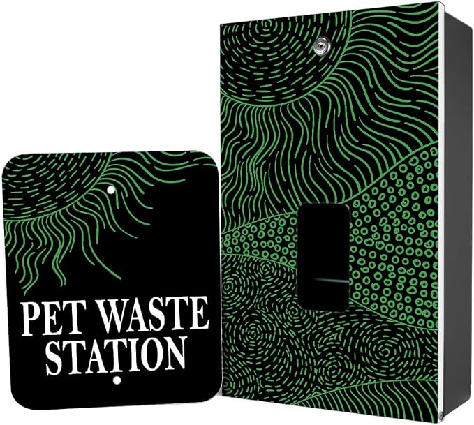 ZERO WASTE USA - Aluminum Dog Waste Station - Rolling Hills Black | Black | DISPENSE-ART™ UV printed aluminum station with MittN™ mitten bags, 25% more dispenser storage, commercial outdoor design