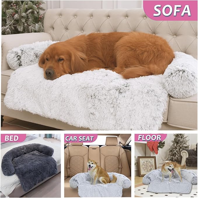 Luxurious Calming Dogs/Cats Bed Mats, Dog Pad Washable Removable Couch Cover, Plush Long Fur Mat for Pets, Waterproof Lining, Perfect for Small, Medium and Large Dogs and Cats (Pink, 59"x39")