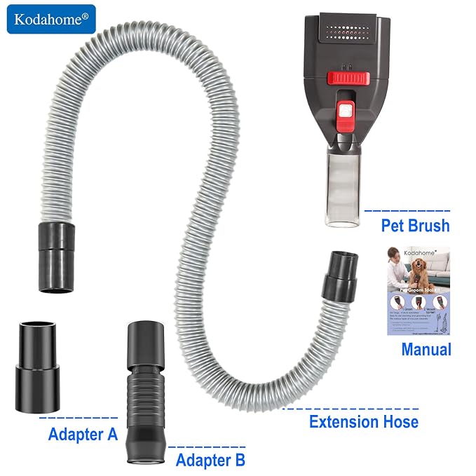Dog Brush Compatible with Bissell Shark Corded Vacuums, Navigator NV360 Rotator NV501 Rocket HV301 Stratos Series, Pet Hair Shedding Grooming Tool with Long Extension Hose and Adapters