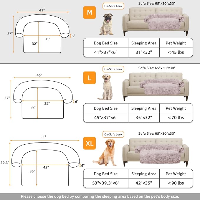 GGIB Calming Dog Bed Fluffy Plush Dog Mat for Furniture Protector with Removable Washable Cover for Large Medium Small Dogs and Cats (Medium, Rust White)