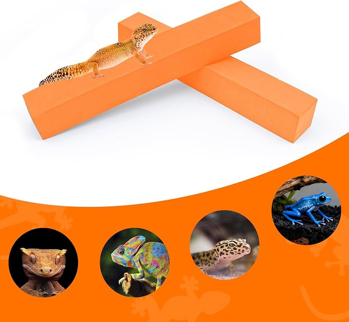2-Pack Adjustable Reptile Climbing Branches – Compressed Foam Strips for Tree Frogs, Geckos & Small Arboreal Pets | Naturalistic Habitat Decor