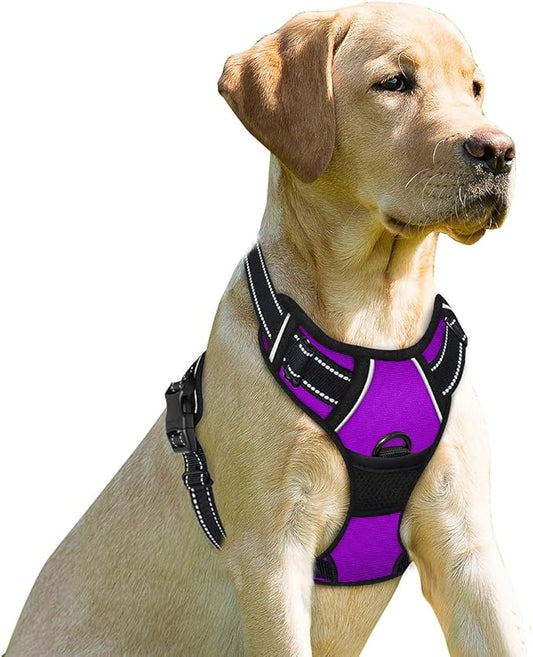 BARKBAY Dog Harness No Pull for Small Sized Dog Front Back Clips,Dog Vest | Soft Padded No Choke With Handle,Easy On&Off,Adjustable Reflective For Walking Training Running(Purple,XS)