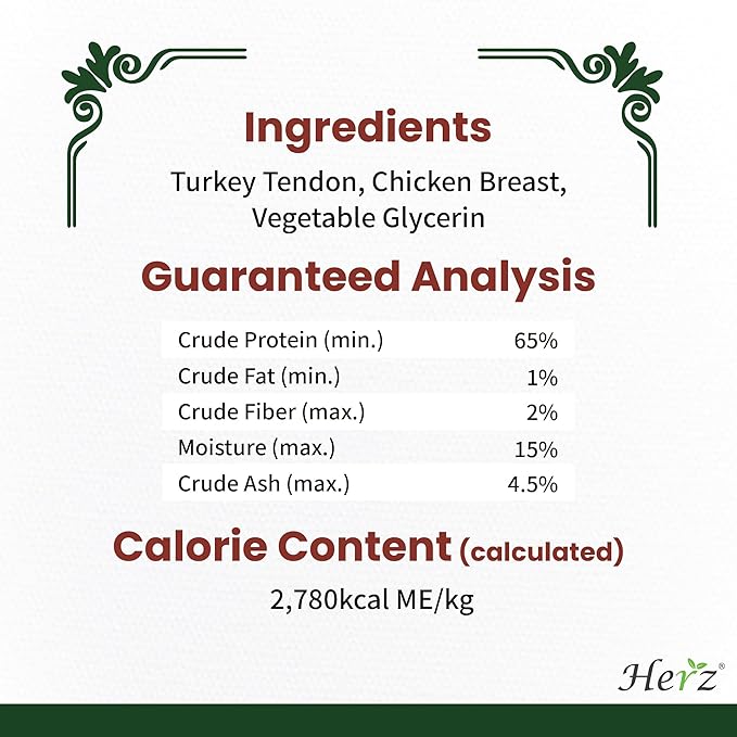 Herz Turkey Tendons for Dogs, Duo-Protein, Hypoallergenic Puppy Treats, USA-Sourced, Rawhide Free, Long Lasting Chews, Turkey Tendon & Chicken, Healthy Dog Treats for Small Dogs, Ring (S), 3 oz Pack