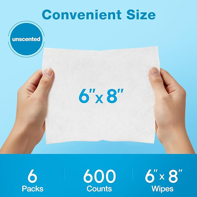 Prime Pets Dog Wipes for Paws and Butt, 300 Count, 8" x 6" Pet Grooming Wipes for Dogs Cats Cleaning Deodorizing, Unscented Dog Paw Wipes, Puppy Wipes for Face Bum Eyes Ears Teeth