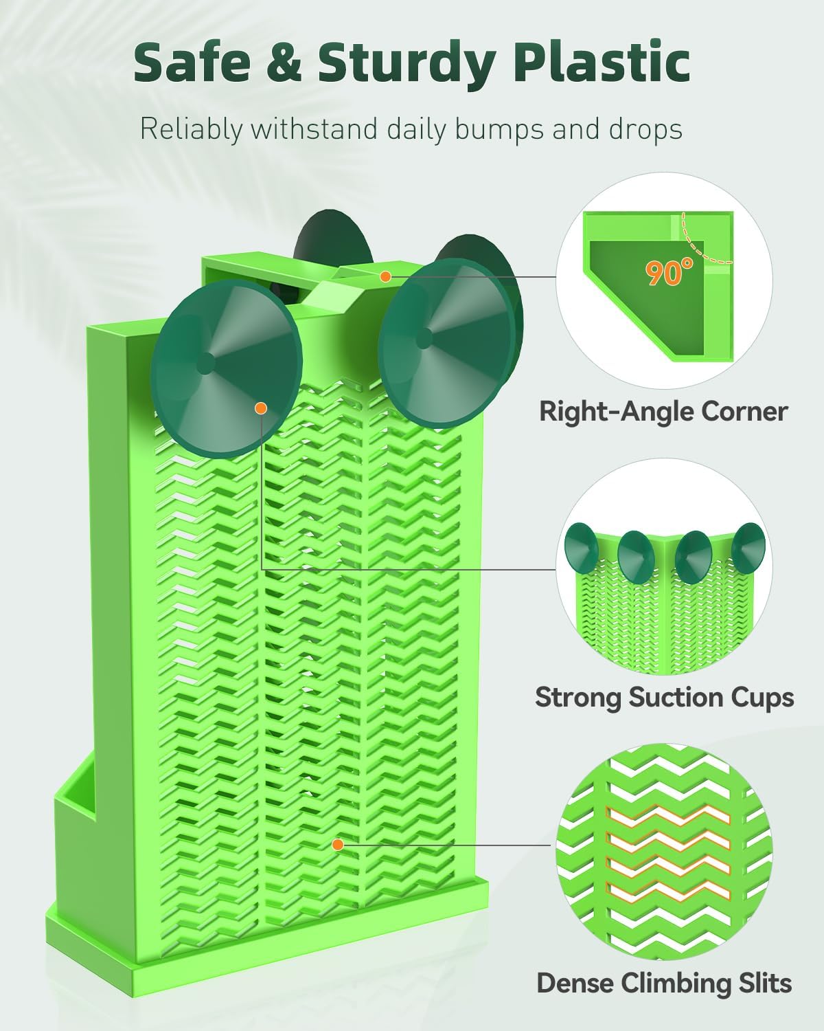 Pawfly Reptile Feeder Bowl - Escape-Proof Corner Hunting Dish, Wall-Mounted Insect Feeder for Bearded Dragons, Chameleons, Geckos, Frogs & Lizards with Suction Cups