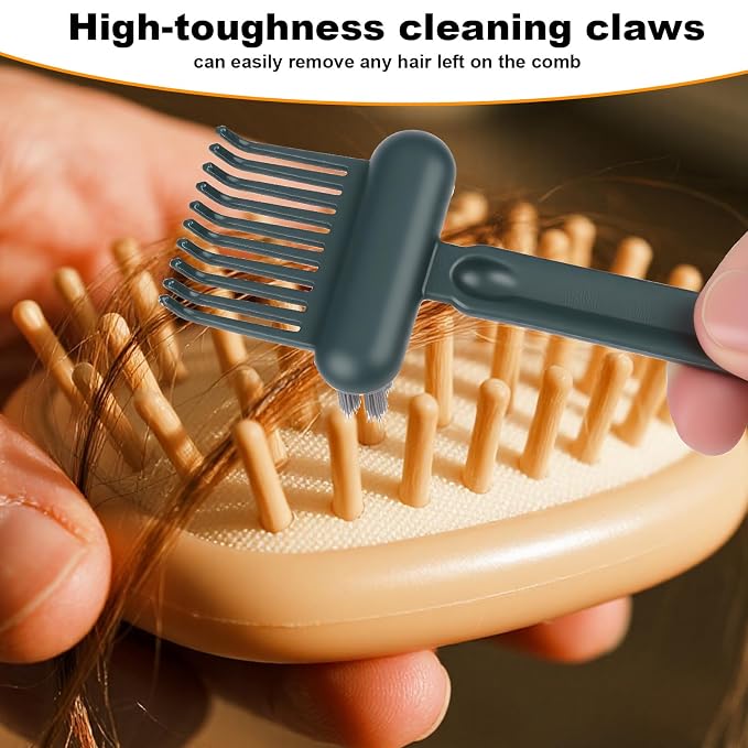 2pcs 2-in-1 Comb Cleaner with Pick and Bristles, Hair Brush Cleaner Tool Rake for Home Salon Travel Use Effectively Clear Hair Dust Grease and Dirt (Green)