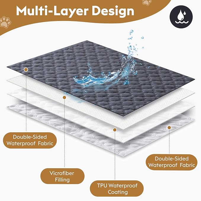 Waterproof Dog Blanket, Couch Cover for Dogs Washable, Reversible Dog Bed Cover.(Dark＆Light Grey, 82 X 82 Inch - 1 Pack)