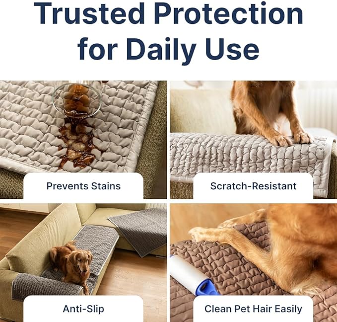PAULATO BY GA.I.CO. Waterproof Couch Cover – 24x47 Blanket for Sofa Car Seat or Crate – Machine Washable Absorbent Reusable Pad for Puppy Training – Dogs Cats Pets Friendly Protector - Macadamia