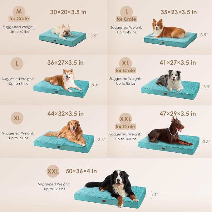 EHEYCIGA Orthopedic Dog Bed Extra Large with Removable Washable Cover, 47IN | Egg Crate Foam Support, Durable Oxford fabric, Non-Slip Bottom, Machine Washable, Soft Waterproof Plush Pet Bed Mat For Crate