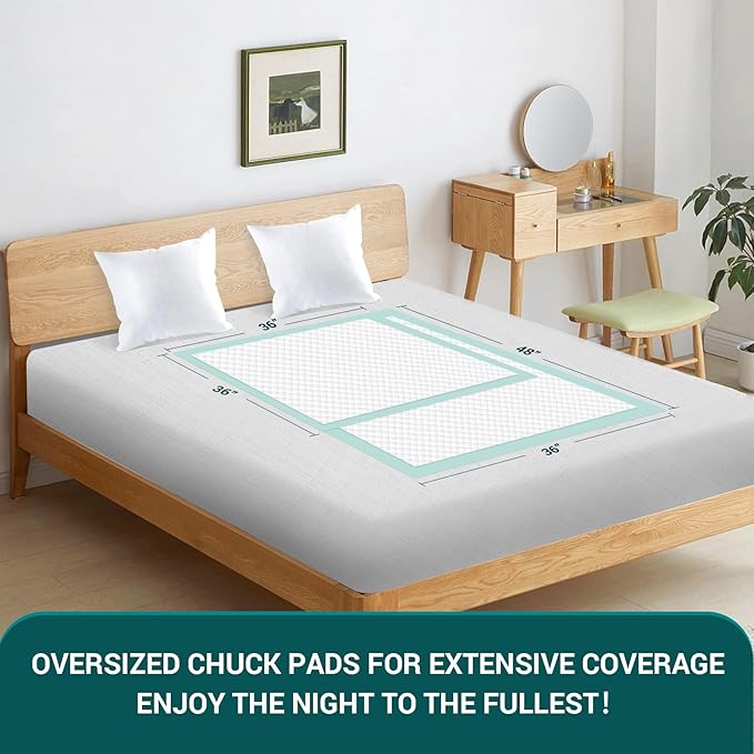 Heavy Duty Disposable Bed Pads 48" x 36" 10 Count Underpads Extra Large Incontinence Bed Pads Tear-Resistant Absorbency Chux Pads Pee Pads for Adult Elderly Puppy Pads for Training