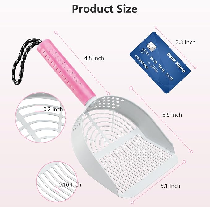 Cat Litter Scoop with Holder, 3 in 1 Metal Kitty Scooper | Heavy Duty Deep Litter Sifter with Dustpan & Mini Broom, Dual Coarse & Fine Grid, Quick Sift, Universal for All Cat Litter