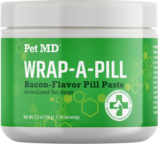 Pet MD Wrap A Pill Bacon Flavor Pill Paste for Dogs - Create a Pocket to Hide Pills and Medication - 59 Servings