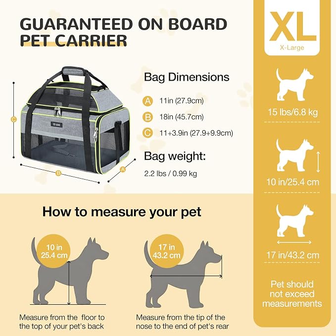 Lekereise Top-Expandable Pet Carrier 18x11x11Inch Delta American United Airline Approved Soft Sided Underseat to 15lbs Travel Carriers for Small Dogs Cats with Locking Safety Zippers Anti-Scratch Mesh