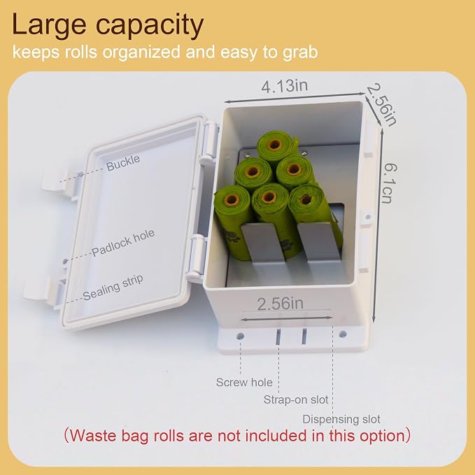 Wall Mounted Dog Poop Bag Dispenser - Heavy Duty Waterproof ABS Plastic Pet Waste Station, Indoor/Outdoor Holder for Yard, Patio, Garage & Lawn | Easy Access Design