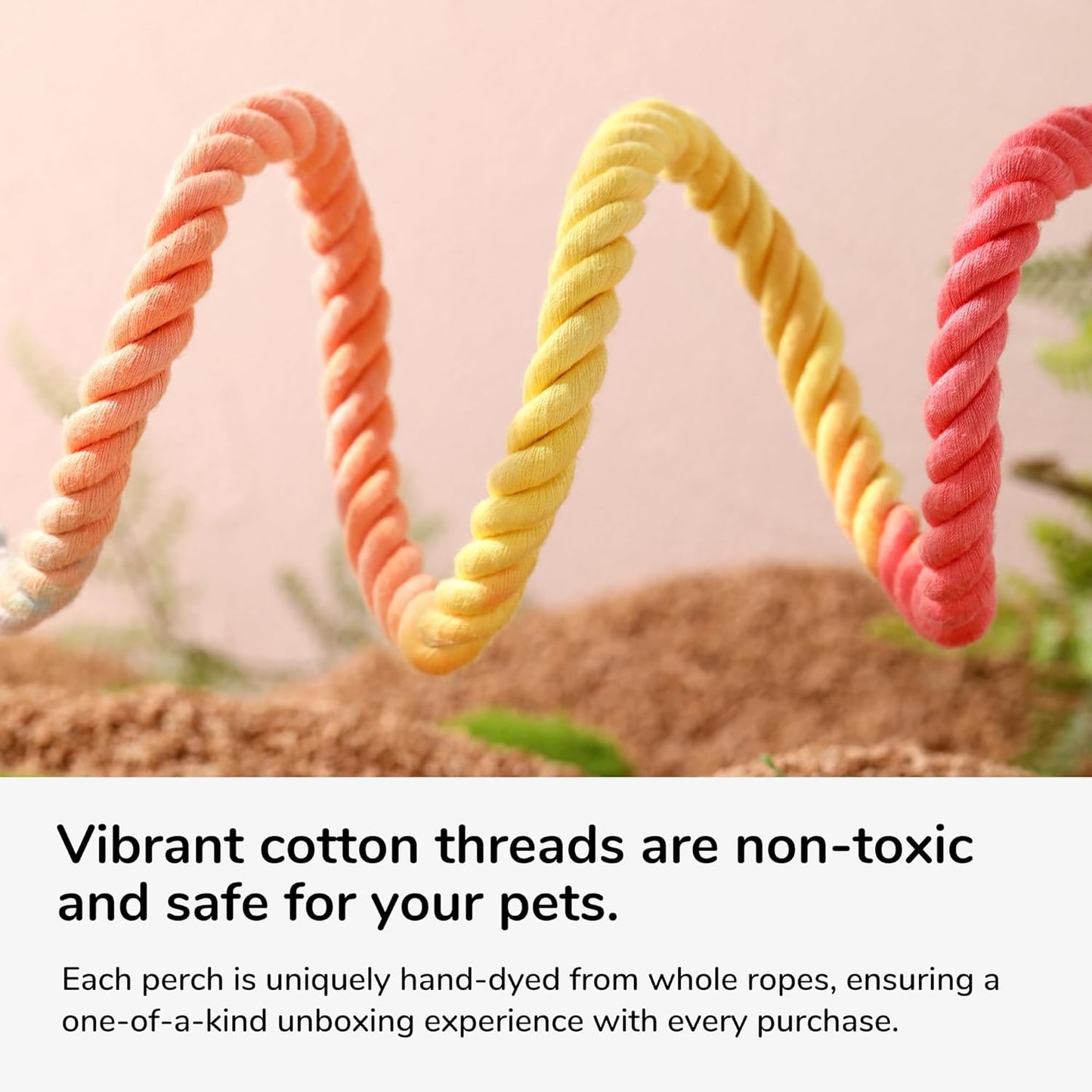 Multi-Color Rope Bird Perch Toys for Parrot Cage Stand, Climbing Swing Accessories for Cockatiel, Parakeets, Budgies, Lovebirds, Conures, Finches - 23.6 inch