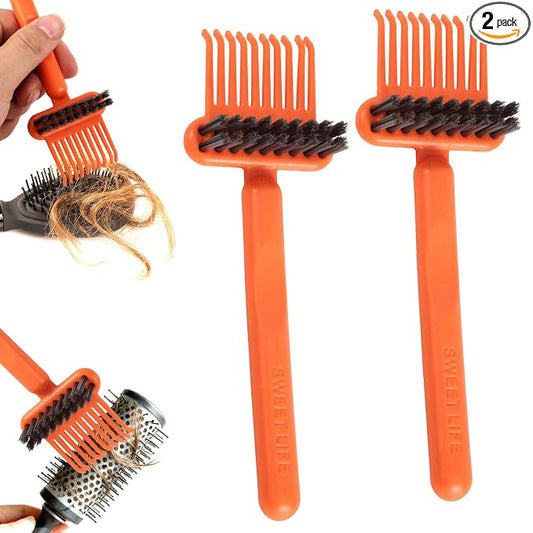 2pcs 2-in-1 Comb Cleaner with Pick and Bristles, Hair Brush Cleaner Tool Hairbrush Cleaning Rake for Home Salon Travel Use Effectively Clear Hair Dust Grease and Dirt
