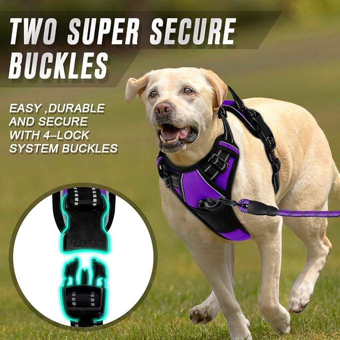 BARKBAY Dog Harness No Pull for Small Sized Dog Front Back Clips,Dog Vest | Soft Padded No Choke With Handle,Easy On&Off,Adjustable Reflective For Walking Training Running(Purple,S)