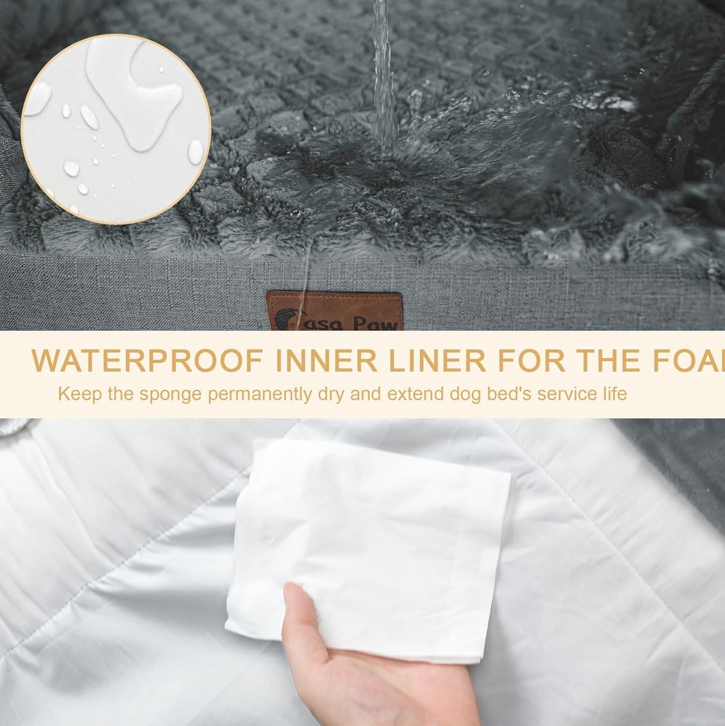 Orthopedic XXL Dog Bed for Extra Large Dogs, Waterproof Memory Foam Dogs Bed with Sides, Egg-Crate Foam and Non-Slip Bottom Big Dog Couch Bed with Washable Removable Cover(XX-Large,Grey)