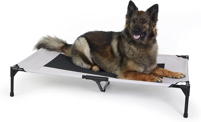 K&H Outdoor Elevated Dog Bed, Cooling Raised Dog Bed, Taupe, XL 50x32in | Pet Cot for Large & Extra Large Pets, Breathable Mesh Center Hammock Design, Indoor/Outdoor Washable Cover, 50x32in
