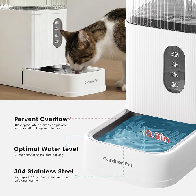 2.9 Gallon Automatic Dog Water Dispenser with Stainless Steel Bowl | BPA-Free, 11L Large Capacity, Stainless Steel Bowl, Maifan Stone Filter, Gravity Auto-Fill, Safe for Cats & Dogs