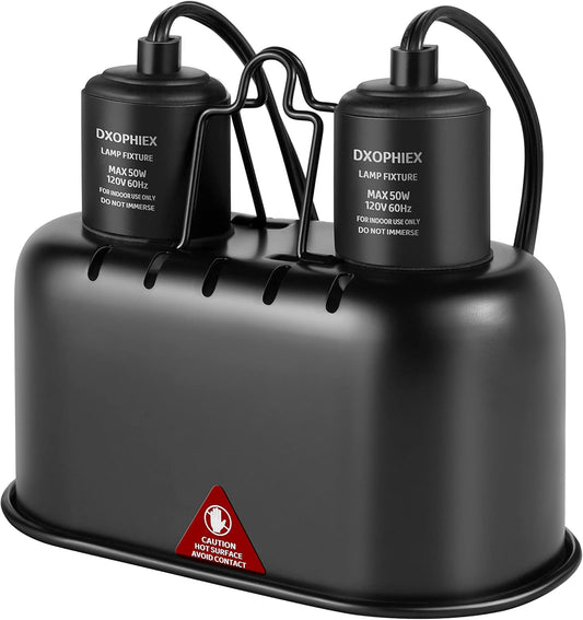 Nano Reptile Heat Lamp Max 40W Dual Reptile Light Fixture with Two Independent Switches, UVB Light Fixture Dual Dome Lamp for Bearded Dragon, Turtles, Snake and Lizard Terrarium