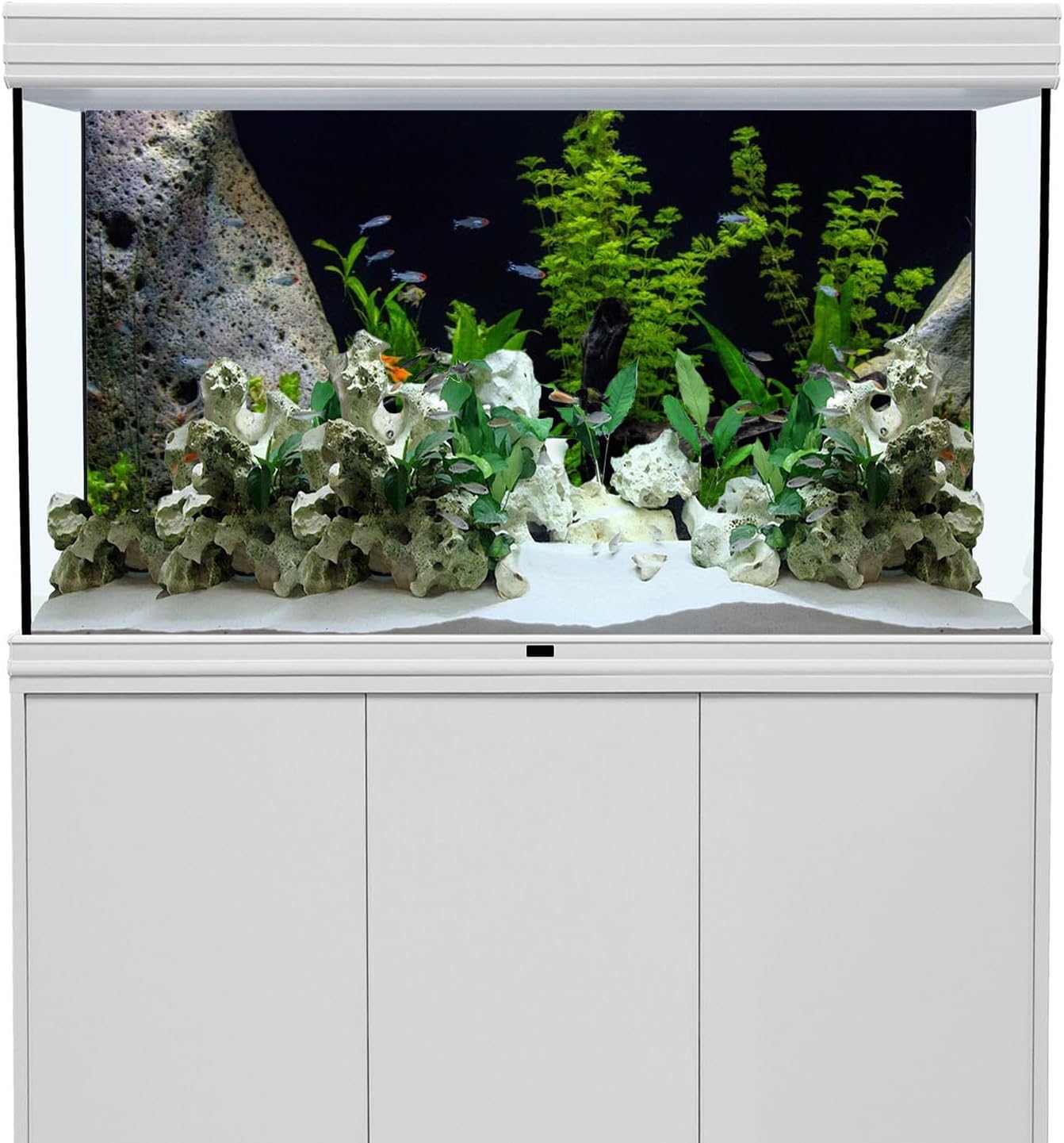AWERT Vinyl Underwater Aquatic Plant Fish Tank Background Stone River Bed & Lake Aquarium Background 48x18 inches