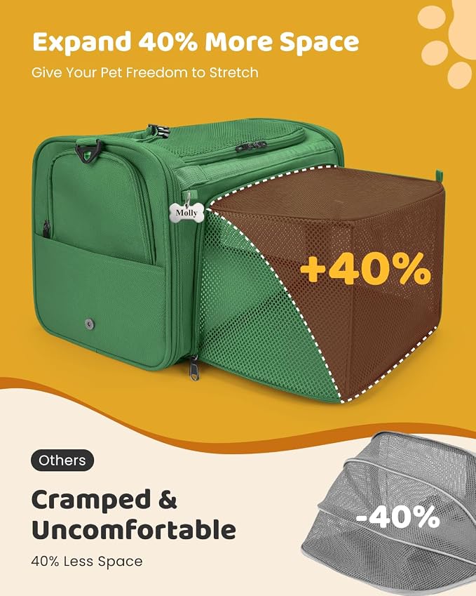 MIDOG Cat Carrier Soft for Small-Medium Cats Up to 15lbs, Airline Approved | Expandable Square Design,Comfort & Breathable Window,Equipped with anti-slip lock zippers and an internal safety leash