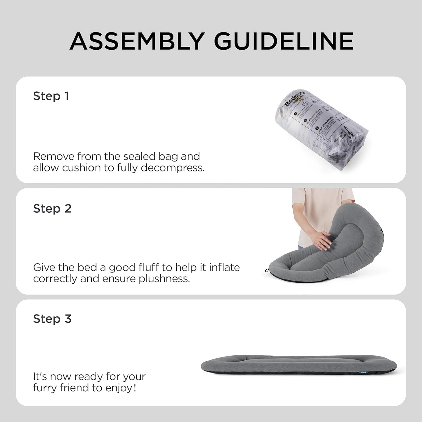 Bedsure Washable Dog Crate Pad for Large Dogs, Anti-Slip Puppy Kennel Dog Bed for Crate - Ultra Soft Fleece Flat Thin Pet Mat (Not Chew Proof), Light Grey 35"x22"