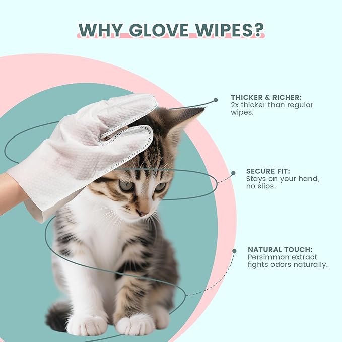 IMMHABI 50 PCS Pet Glove Wipes for Paws and Butt Large Puppy Wipes for Dogs Face and Body Dog Wipes Cleaning Deodorizing Cat Wipes Cleaning Fur and Butt Doggie Wipes Doggy Wipes Bum Dog Ear Wipes