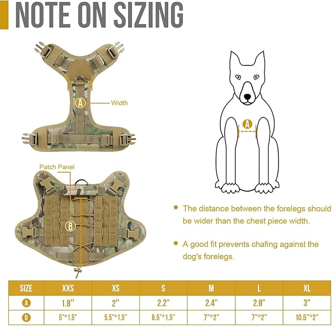 OneTigris Tactical Dog Harness with Handle No-Pull Adjustable for Small Dog | Military 1000D Pullable Nylon, Service Dog Vest with Hook & Loop Panels, Easy On & Off for Walking Hiking Training Camo S