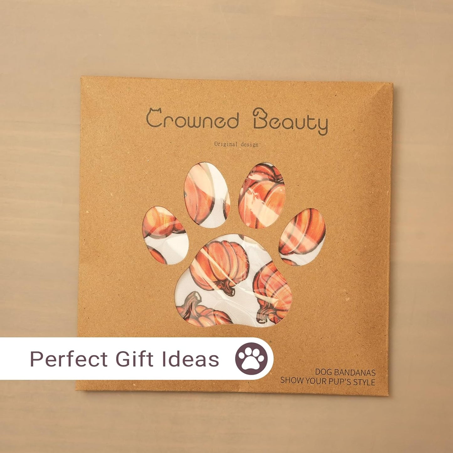 CROWNED BEAUTY Fall Dog Bandanas Reversible Large 2 Pack, Fall Pumpkin Set, Orange Adjustable Triangle Holiday Scarves for Medium Large Extra Large Dogs Boy Girl Pets DB187-L