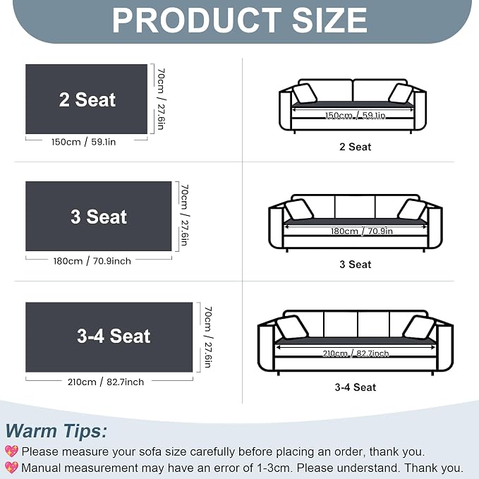 OTOB Sofa Covers for 3 Cushion Couch Washable, All Seasons Fuzzy Non Slip Kids & Pet Friendly Dog Bed Mats Couch Cover, Soft Plush Sofa Slipcovers Furniture Protector (Dark Gray, 27.6" x 70.9'')